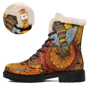 Personalized Yoga Theme Boots, Custom Harmony Boots,Serenity Yoga Winter Boots