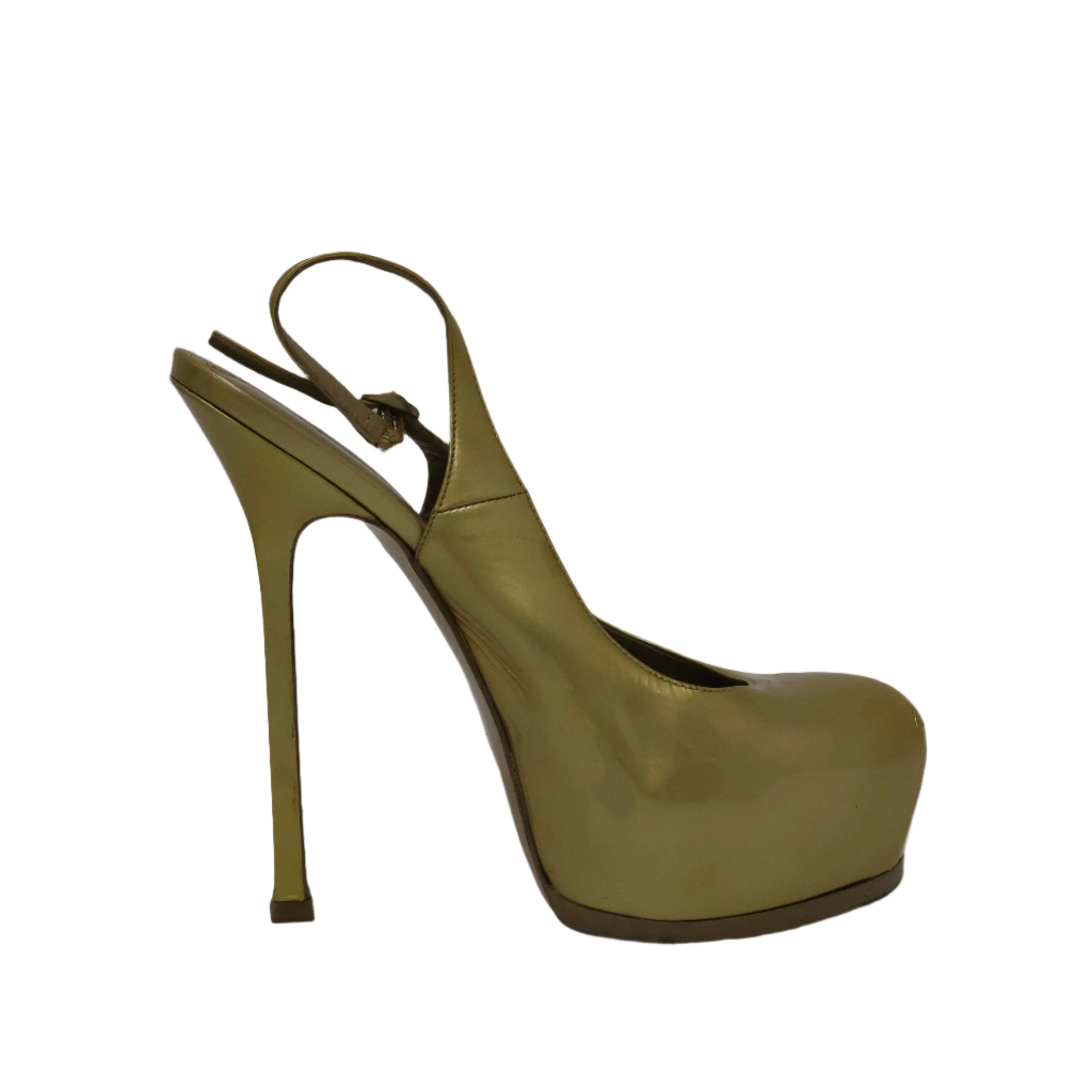 Saint Laurent Tribtoo Slingback Metallic Gold