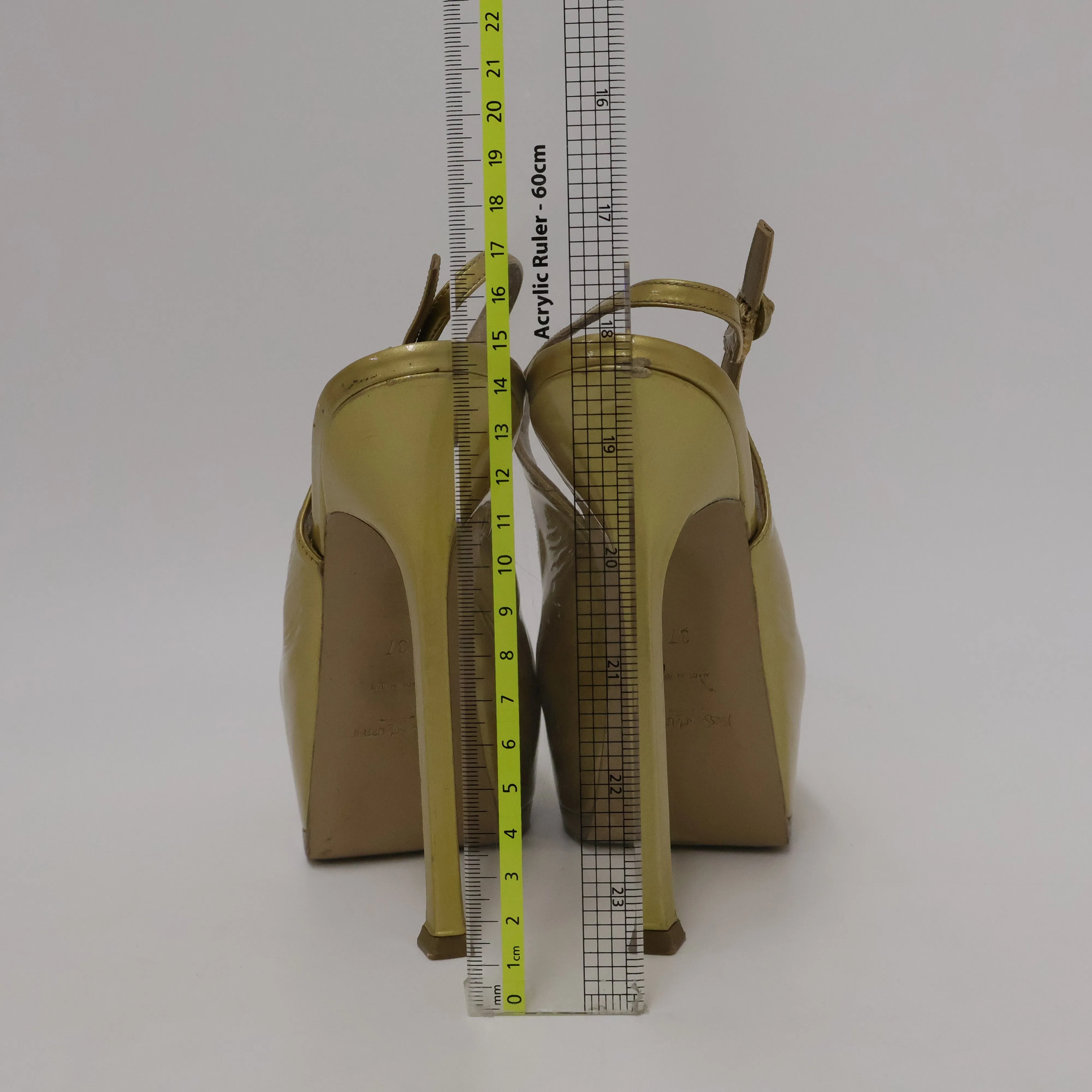 Saint Laurent Tribtoo Slingback Metallic Gold