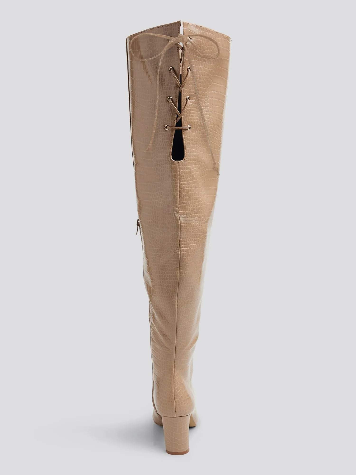 Timsah Croc Texture Thigh-High Boots