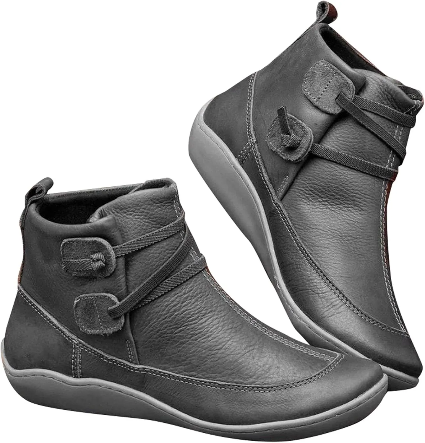 Women's Ankle Boots & Booties Slip On Booties for Women Steel Toe Boots for Women Barefoot Boot Solid Color Comfy Casual Cut Out Chunky Stacked Heel Slip on